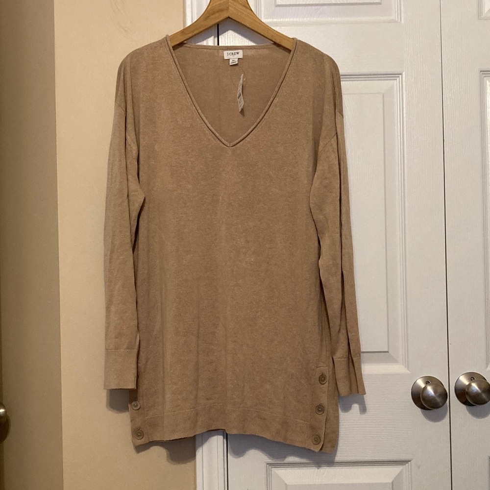 JCrew Factory linen v-neck tunic sweater